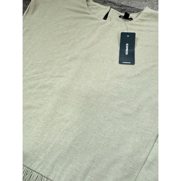 Express Linen-Blend Crew Neck Peplum Tee Swan Color Size Medium New Boho - Picture 4 of 10